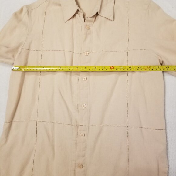 Vintage Cotton/Linen Blend Beige Button up Women Top Long Sleeve Small Haggar - Picture 11 of 11